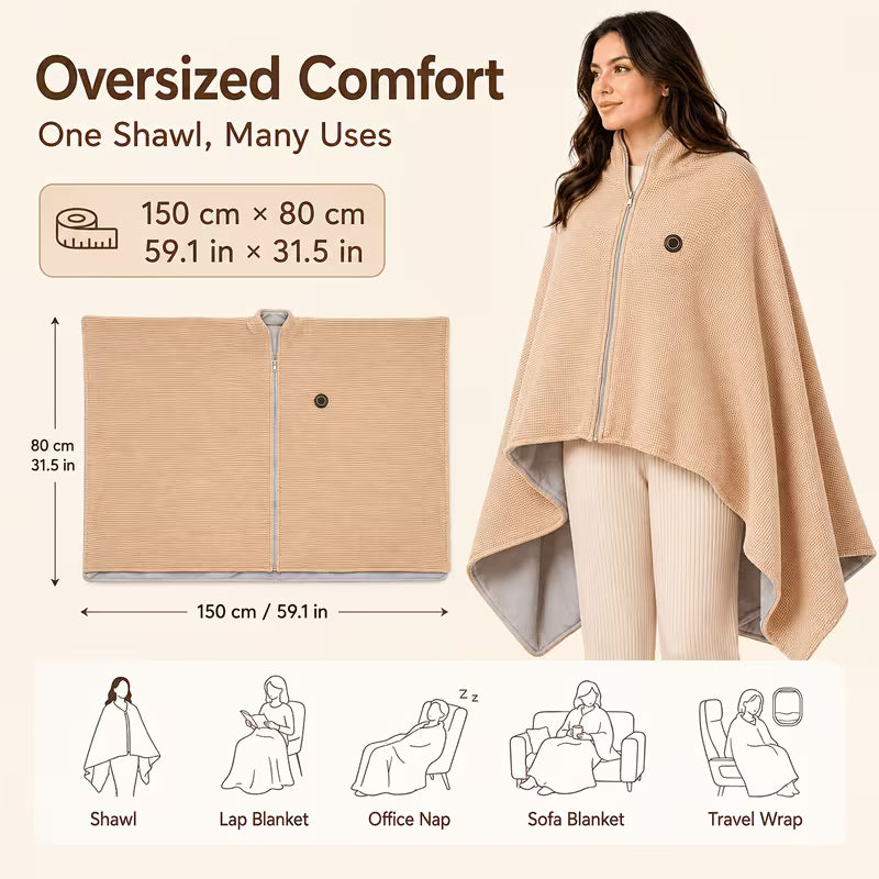 🔥Last Day 50% OFF🔥Wearable Heated Blanket Shawl | Portable USB-Powered Warmth for Home, Work & Outdoors