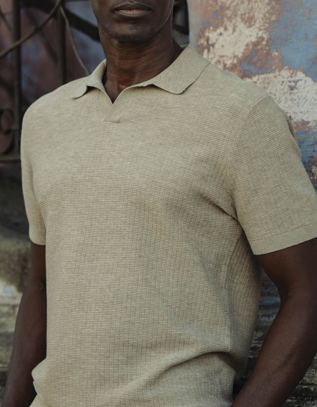 Breezeknit Polo in Flax